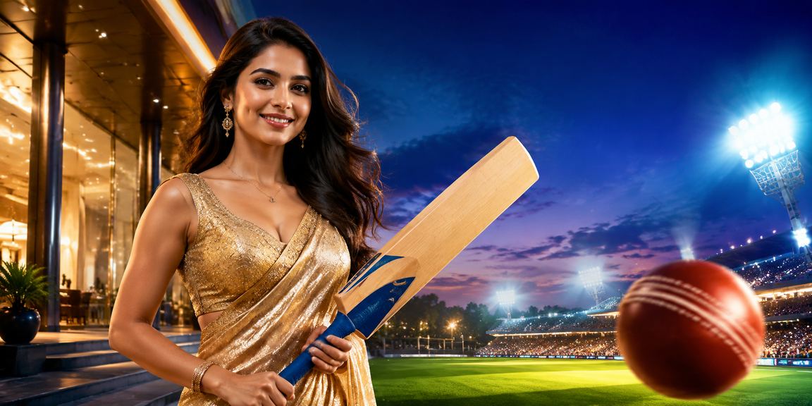Cricket stadium illuminated for a night match in India